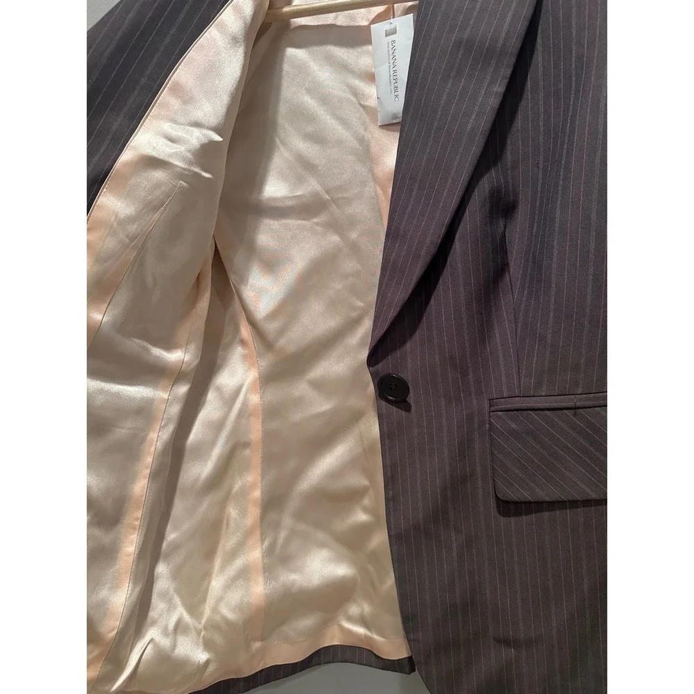 Banana‎ Republic Gray Striped Wool Blazer Size 4 Business Casual Capsule Work